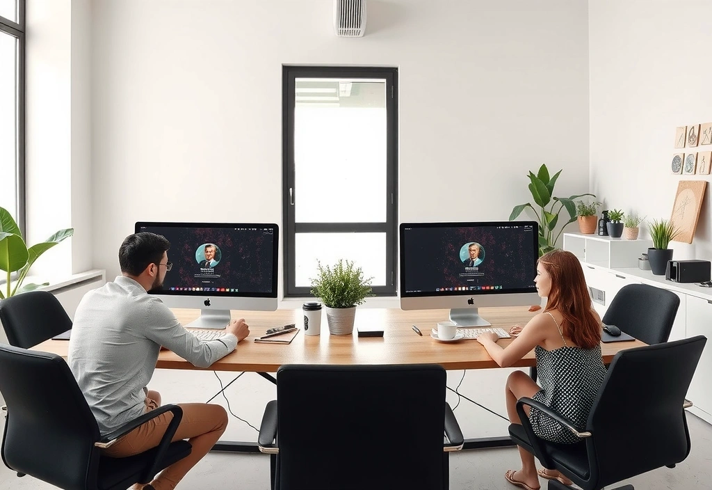 Modern web studio workspace in Makati showing designers collaborating